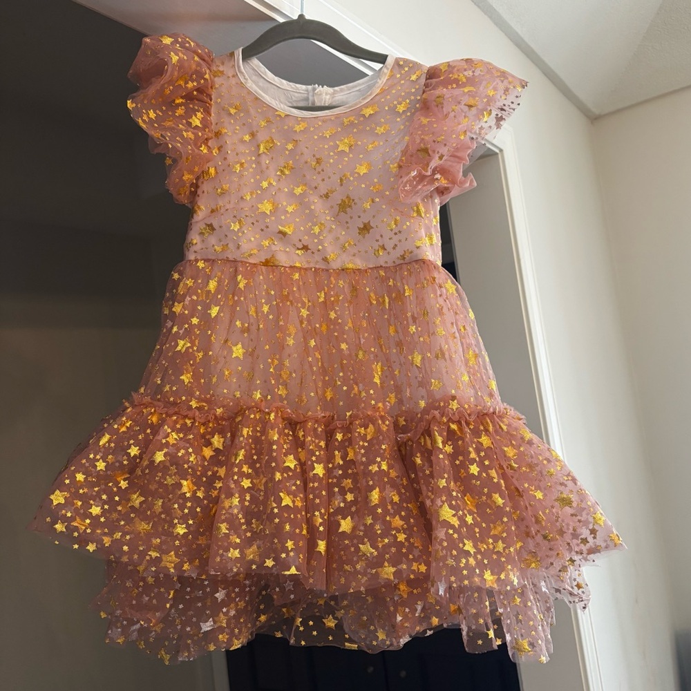 Lola + The Boys Goldie Star Tulle Dress Pink Gold Stars Size 6 - Picture 4 of 8